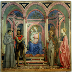 Example of an earlier sacra conversazione painting - Domenico Veneziano, St. Lucy Altarpiece, c. 1445