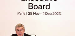 President of International Olympic Committee (IOC) Thomas Bach speaks in Paris on November 29, 2023, at the start of the executive Board committee meeting, which will be held from November 29 to December 1 to decide which candidates it will enter the dialogue phase with, after the French Alps' bid for the 2030 Winter Olympic Games. Rival candidates are Sweden and Switzerland as France has hosted the Winter Games three times -- at Chamonix in 1924, Grenoble in 1968 and Albertville in 1992. (Photo by FRANCK FIFE / AFP)