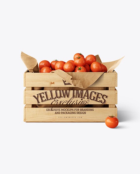 Download PSD Download Psd Mockup Box Crate Food Kraft Kraft Paper Organic Food Red Storage Tomato ...