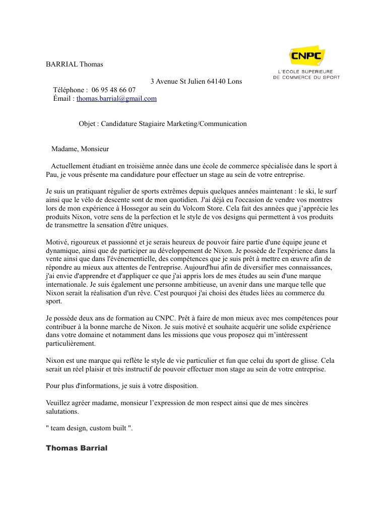 Lettre De Motivation Manager Exemple - Bacalah i