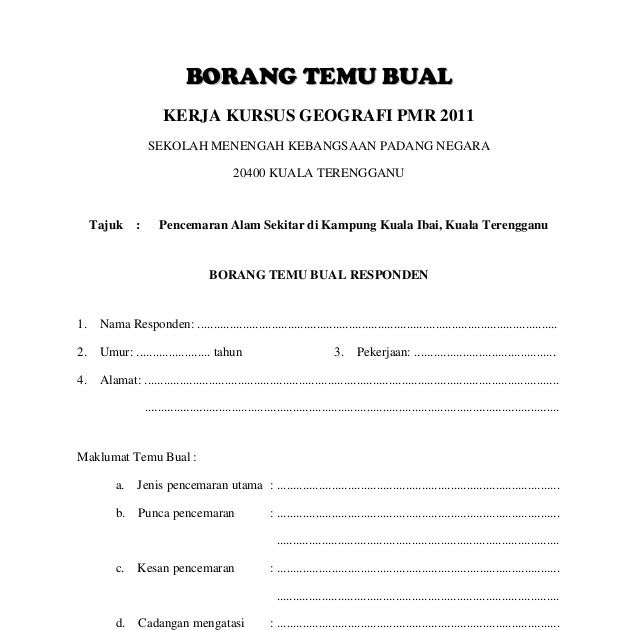 Contoh Soalan Temubual Kerja Kursus Pengajian Am - Tersoal m