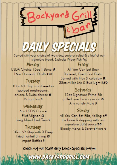 Backyard Grill Restaurant Menu - House Backyards
