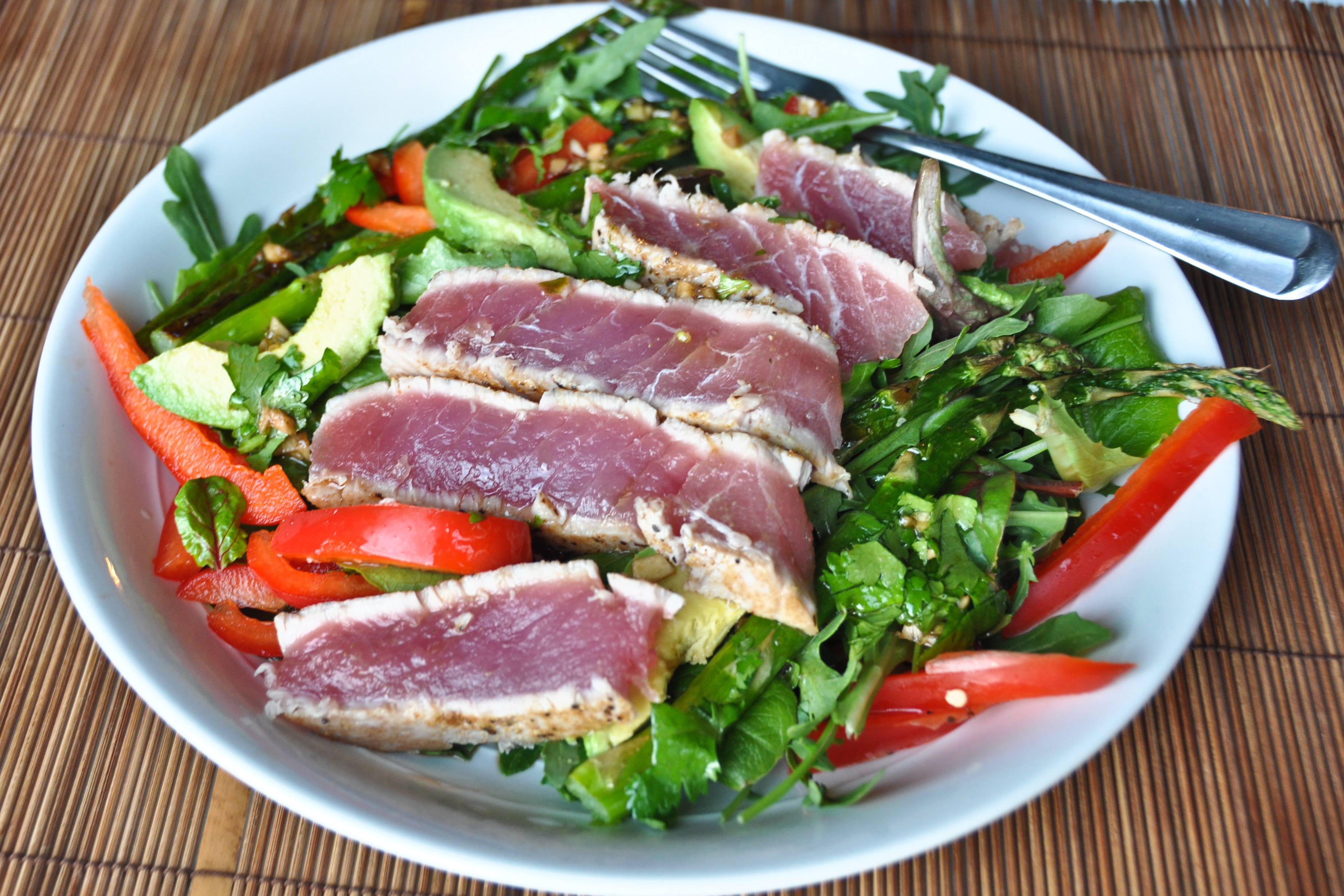 So when i saw this recipe for sweet potatoes i knew i had to share it because it definitely makes sweet potatoes. What I M Craving Seared Ahi Salad With A Sweet Spicy Asian Dressing Nutritious Eats
