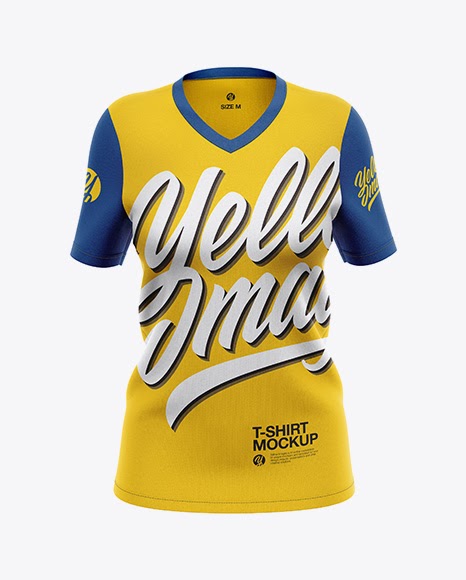 Download Women`s V-Neck T-Shirt Front View Jersey Mockup PSD File ...