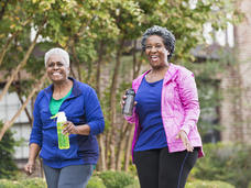 Two women walking