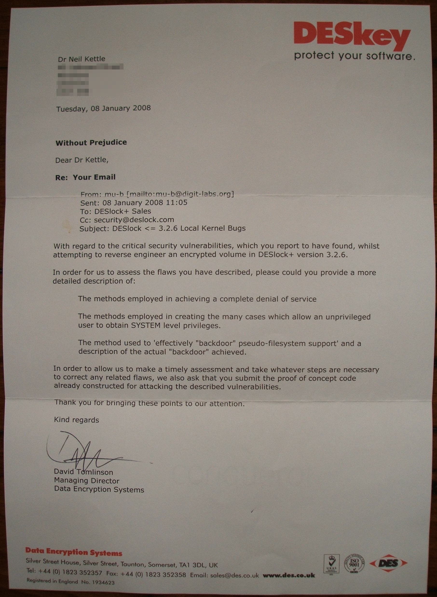 26 LEGAL LETTER WITHOUT PREJUDICE - * Attorney