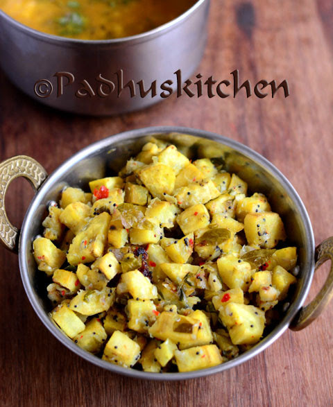 Place a pan on the stove and switch on the stove. Vazhakka Mezhukkupuratti Recipe Kerala Style Raw Banana Stir Fry Padhuskitchen