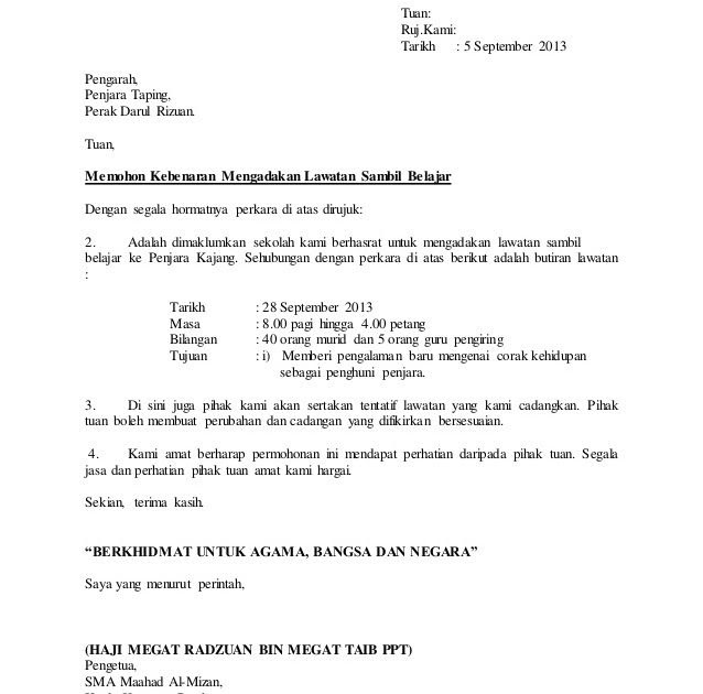 Format Surat Rasmi Wakil Diri - F Warna