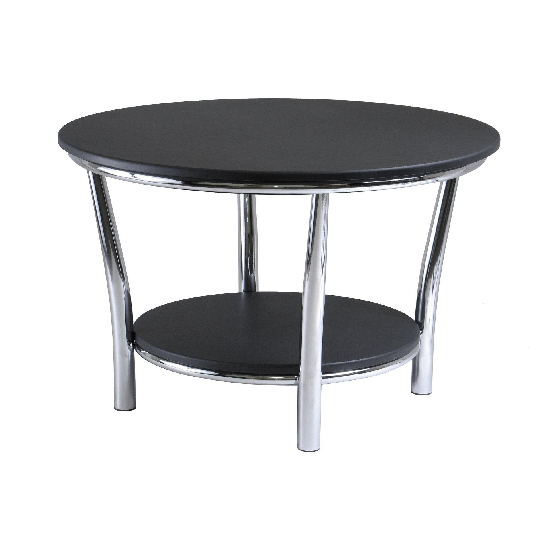 Made of decorative laminate over engineered wood and metal; Maya Round Coffee Table Black Top Metal Legs My Usa Furniture