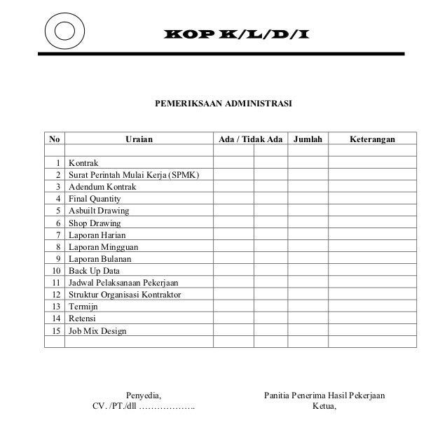 Contoh Berita Acara Evaluasi Administrasi Dan Teknis 