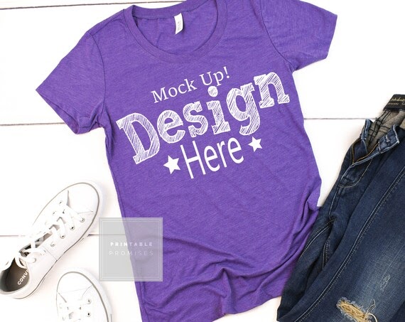 Download Bella Canvas Purple Triblend Shortsleeve T-Shirt Mockup 8413 Purple - Mockup PSD for Free Bella ...