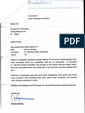 Contoh Kop Surat Pln Contoh Kop Surat