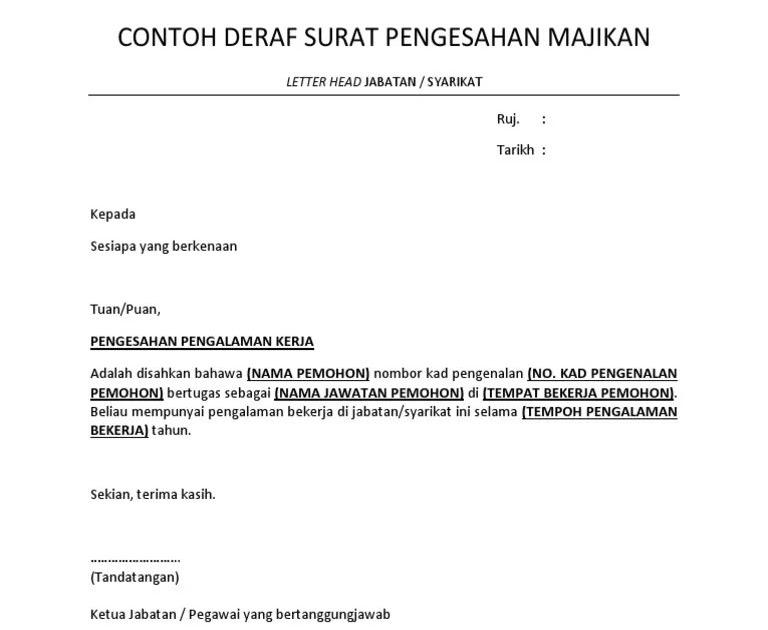 Inilah 12+ Contoh Surat Akuan Majikan Kerajaan 