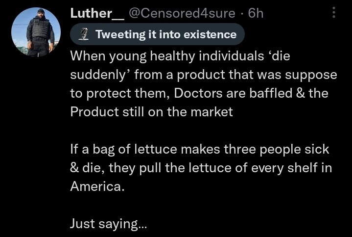 A tweet that compares Lettuce recalls and their efficiency with the lack of concern over faulty vaccines and no recalls.