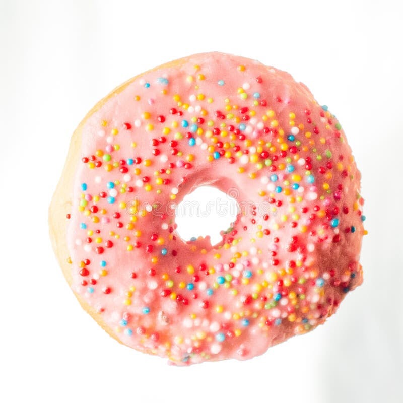 Download Plastic Bag With Pink Glazed Donut With White Sprinkles / Newest Object Mockups On Yellow Images ...