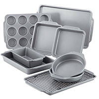 Farberware non-stick bakeware 10 piece set with cooling rack in grey