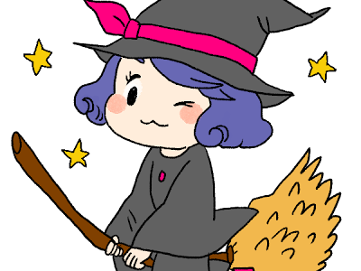 かわいい動物画像 おしゃれ ハロウィン 魔女 イラスト