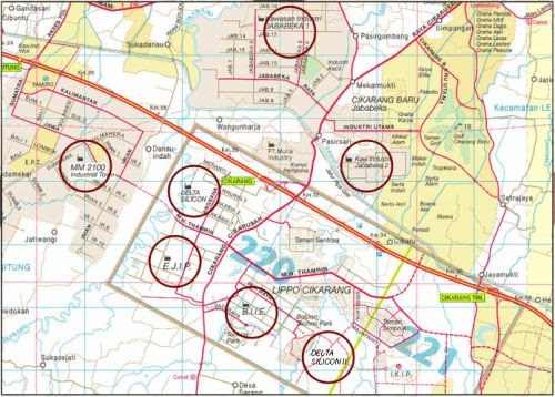 Lowongan Kerja Lengkap Peta  Kawasan Industri Cikarang