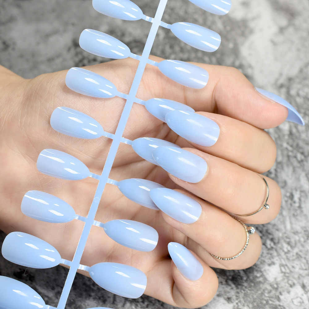 Short Matte Light Blue Acrylic Nails Matte