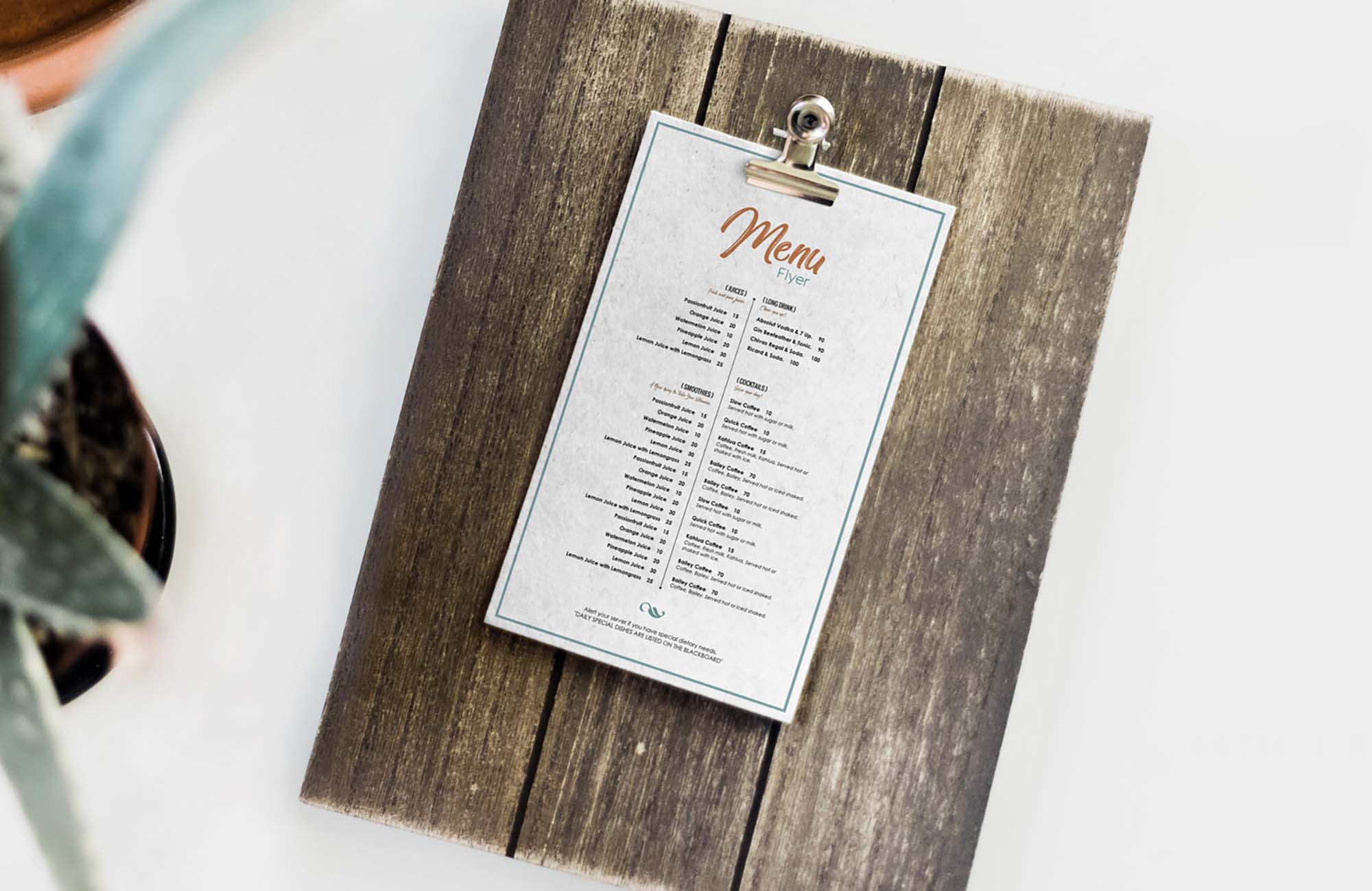 Download Free Restaurant Menu Card Mockup Psd