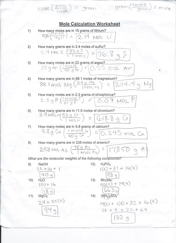 2) how many moles are present in 34 grams of cu(oh)2? Mole Calculation Worksheet Ivy S Chemistry Blog