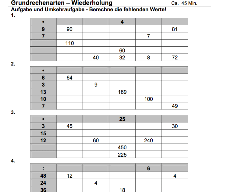 Matheaufgaben 5 Klasse Zum Ausdrucken Division ...