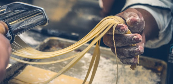 Add us to your safe-senders list to ensure that images download automatically. This is an image of handmade pasta being prepared.