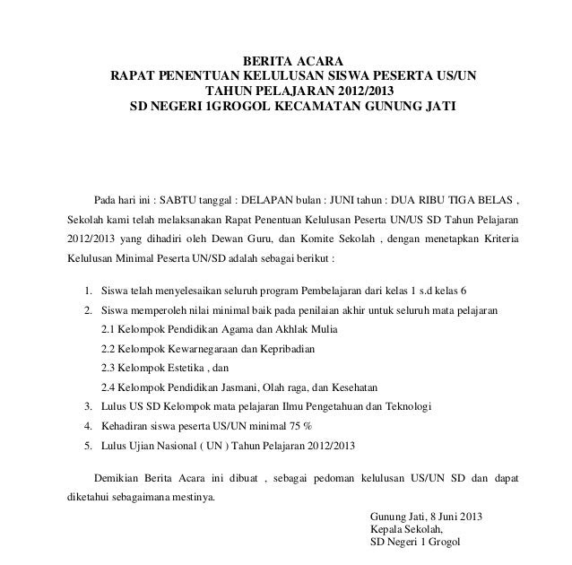 Contoh Berita Acara Hasil Audit - Contoh U