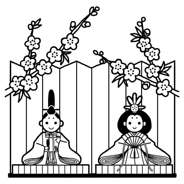 最高の無料イラスト 上ひな祭り イラスト 白黒