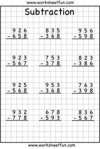 Check spelling or type a new query. 3 Digit Borrow Subtraction Regrouping 5 Worksheets Free Printable Worksheets Worksheetfun