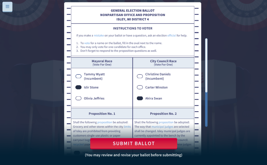 Review answers if you wish. Review Of Cast Your Vote An Icivics Game On Elections