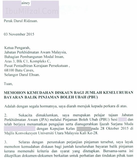 Surat Rayuan Bayaran Ansuran Rumah - Kuora o