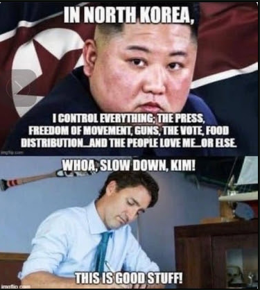 Silly meme show Trudeau taking advice for North Korea.