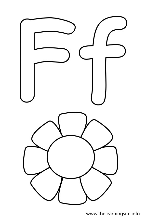 Why not write your child's name, colour and frame? Coloring Page Outline Alphabet Letter F Flower The Learning Site