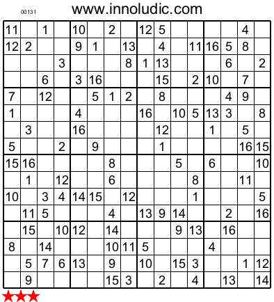 Sudoku 16 X 16 Para Imprimir : Each row, column, and box ...