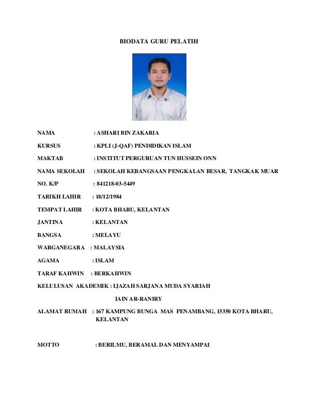 Contoh Biodata Guru Pbs - Contoh Soal2