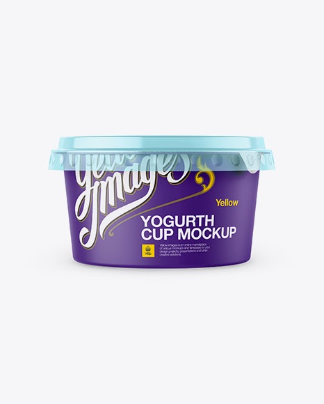 Download Download Glossy Yogurt Cup Mockup - Front View (High-Angle Shot)