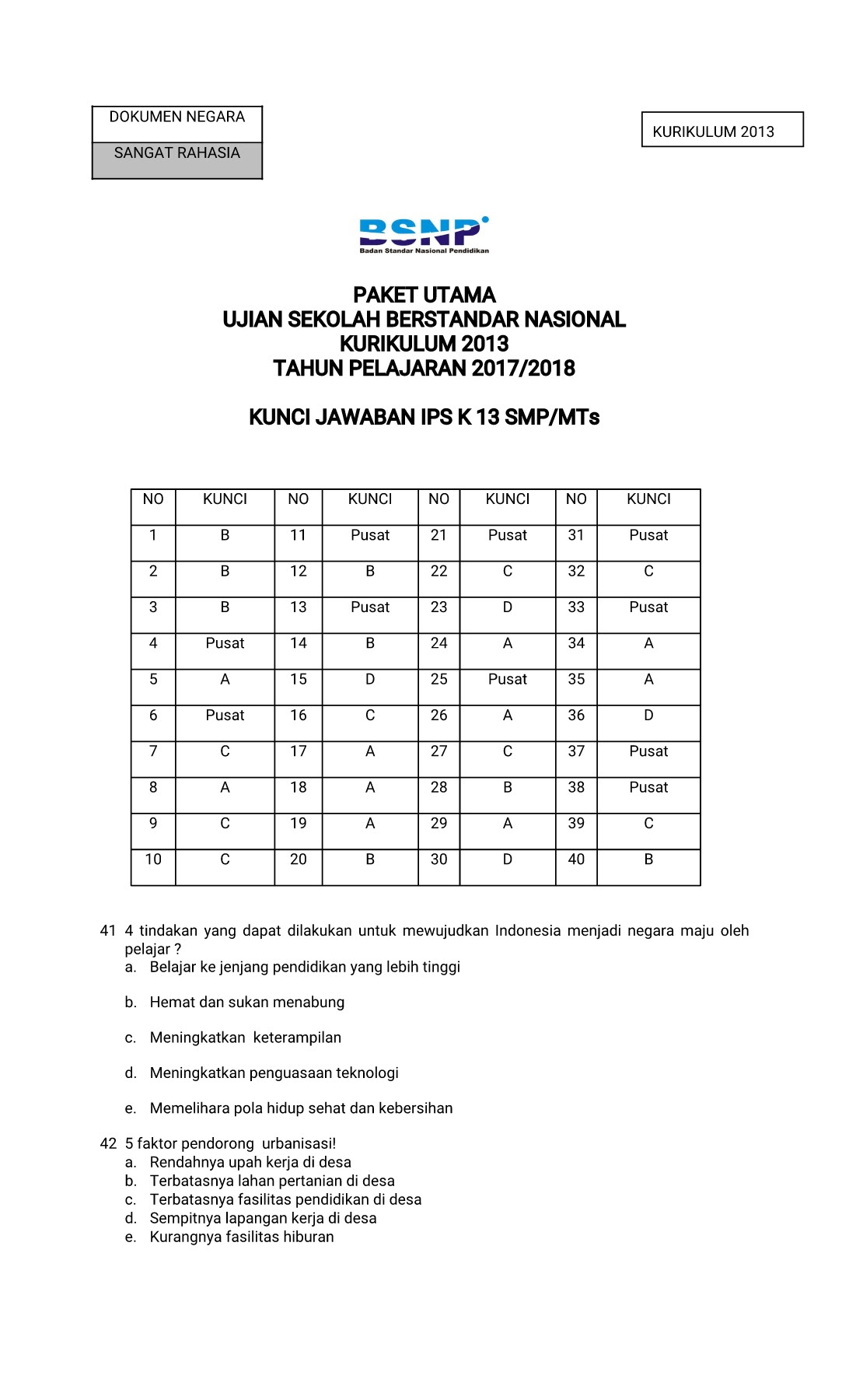 Kunci Jawaban Usbn Ips 2018 Utama 1