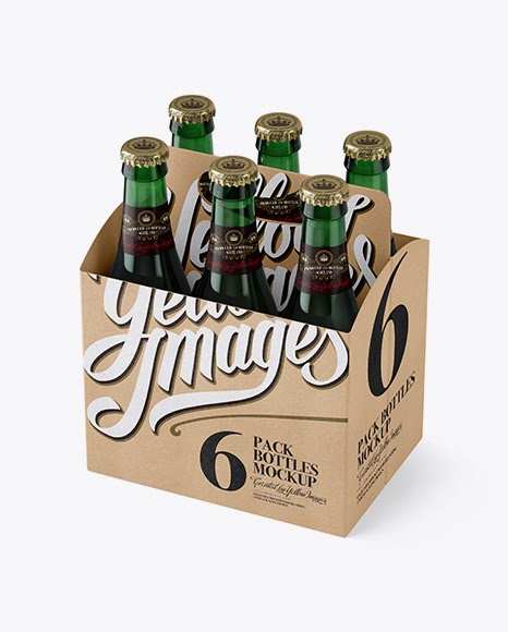 Download Kraft Paper 6 Pack Green Bottle Carrier Mockup - Halfside ...