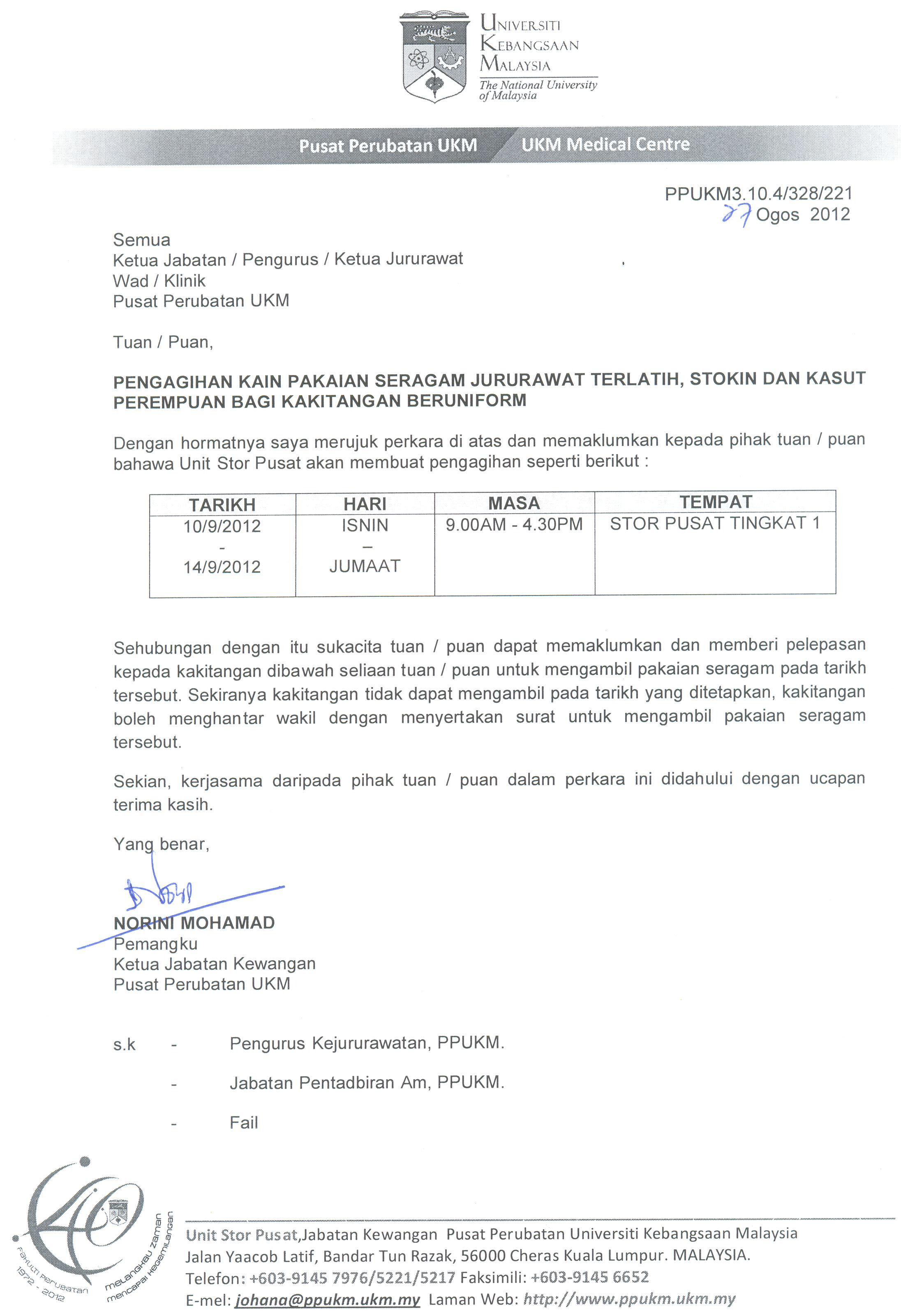 Contoh Surat Rasmi Untuk Menjemput Penceramah - Contoh Hits