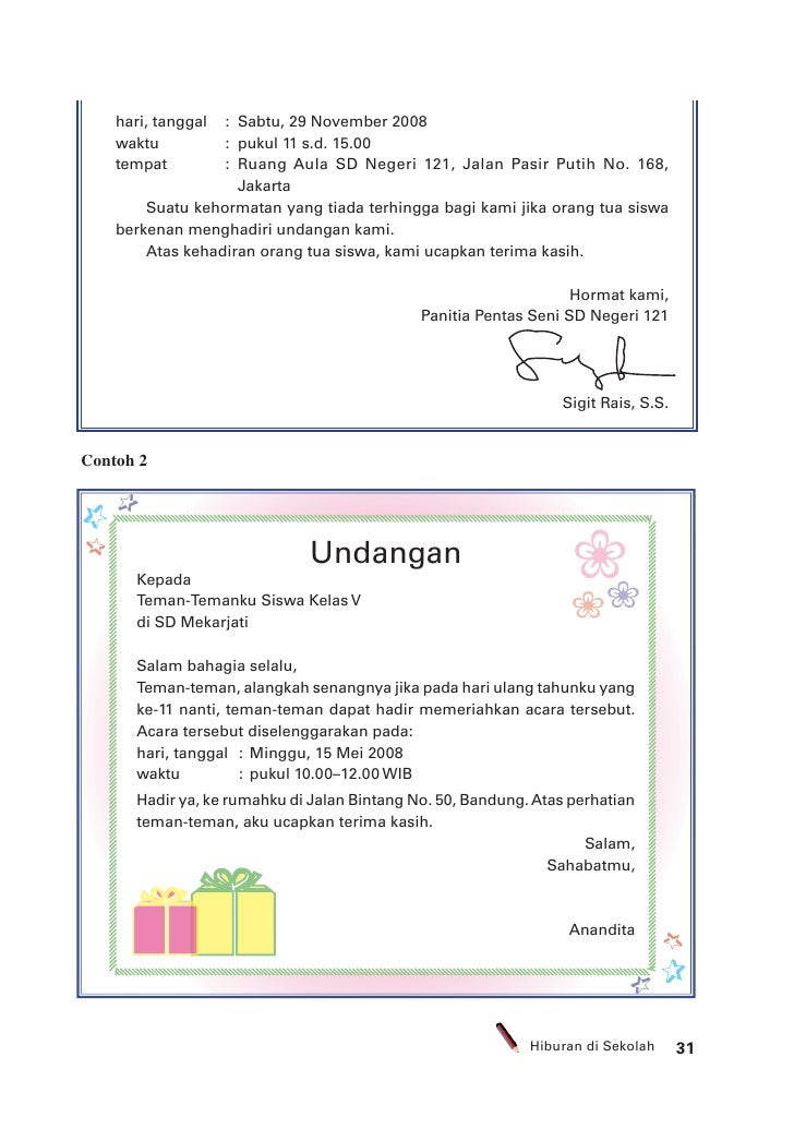 Contoh Surat Undangan Menghadiri Acara Pentas Seni ...