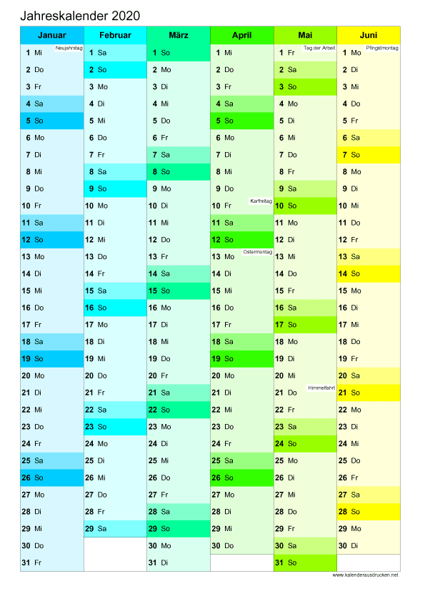 Hier ist der universelle kalender 48ds für januar 2021. Kalender 2020 Zum Ausdrucken