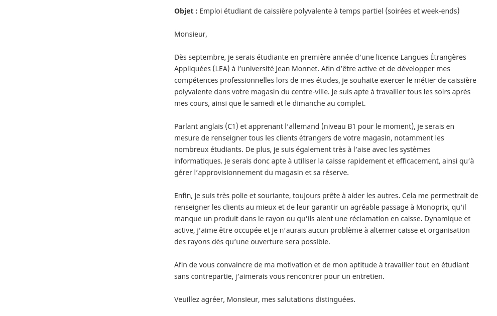 Lettre De Motivation Job étudiant Année Scolaire