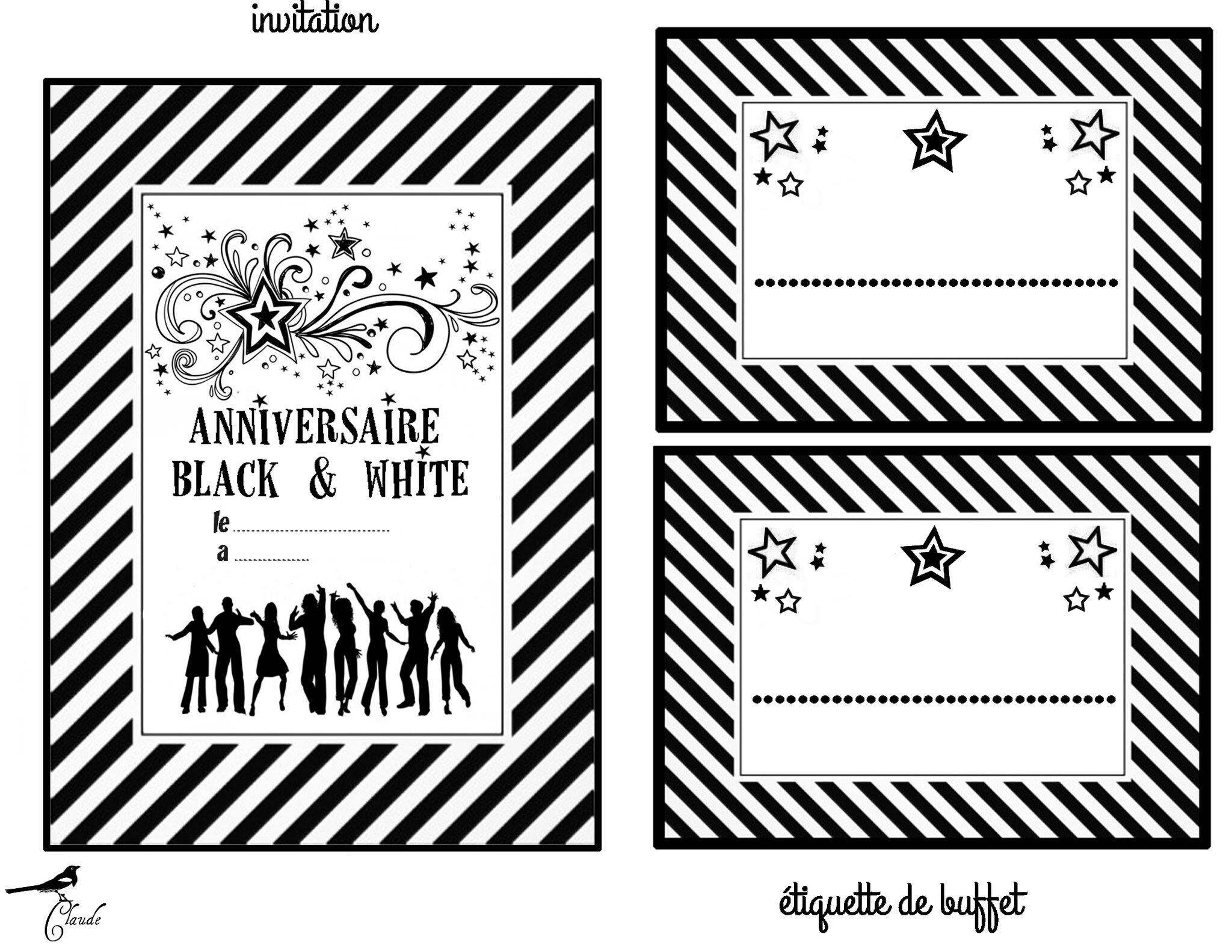 Carte D Invitation D Anniversaire Noir Et Blanc Coleteremelly Official
