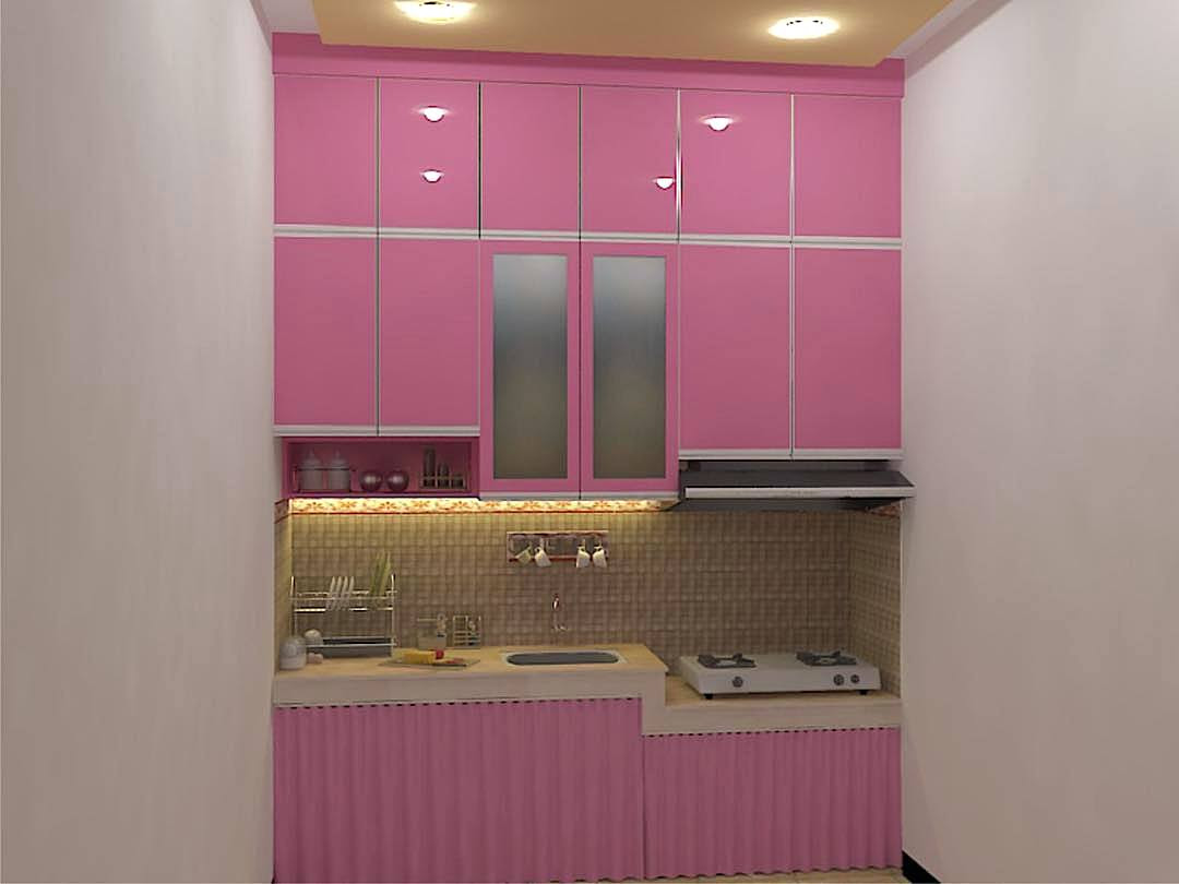 Cantik Desain Dapur Dapur Kecil Warna Pink