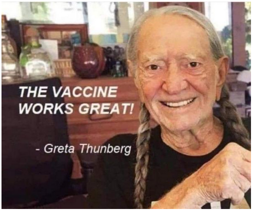 Picture of Willie Nelson looking like Greta Thunberg.