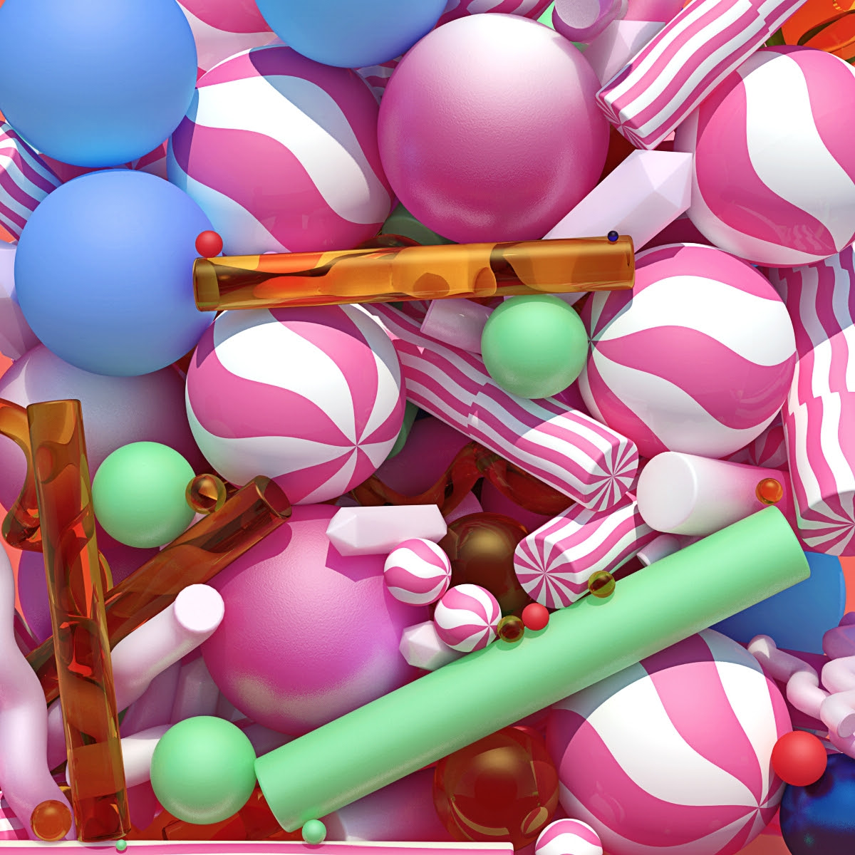 3D candy and shapes