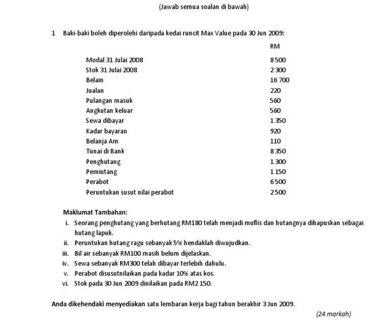 Soalan Prinsip Perakaunan Tingkatan 4  MALAUKUIT