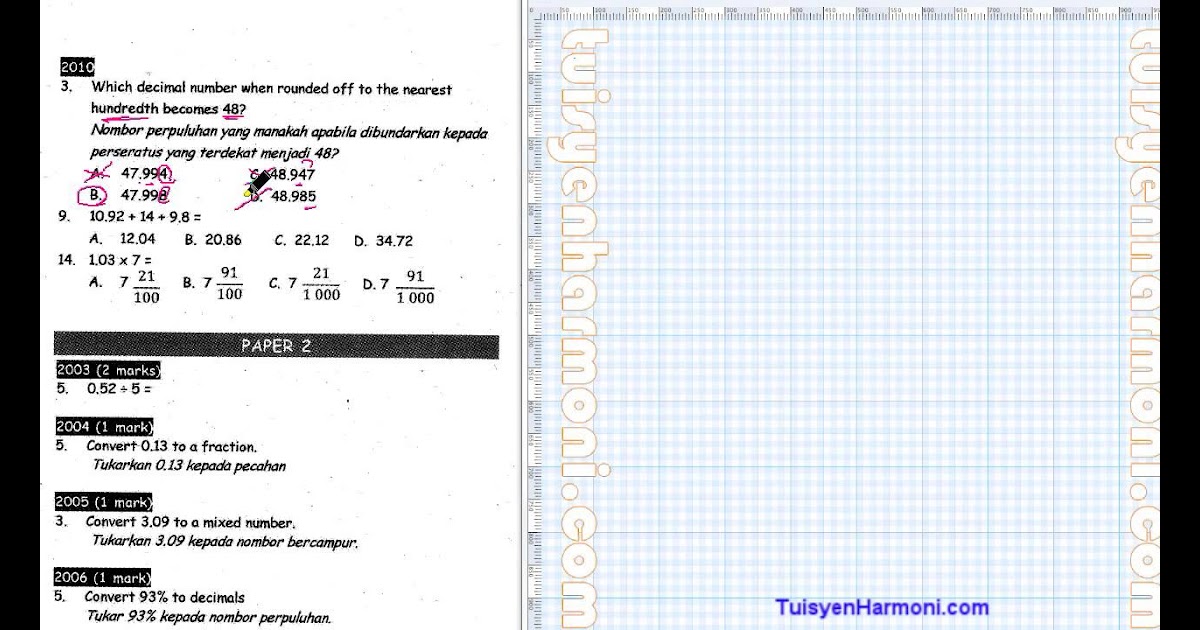 Soalan Matematik Tahun 3 Perpuluhan - Selangor f