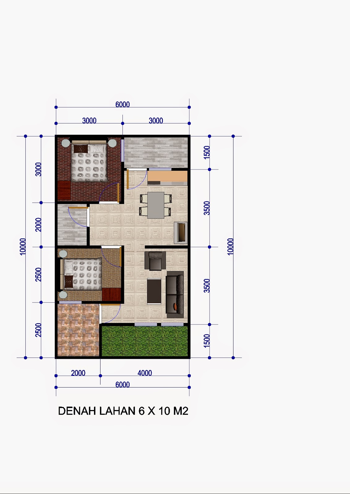 Gambar Denah Pondasi Rumah Ukuran 9x6 Terupdate | Denahom